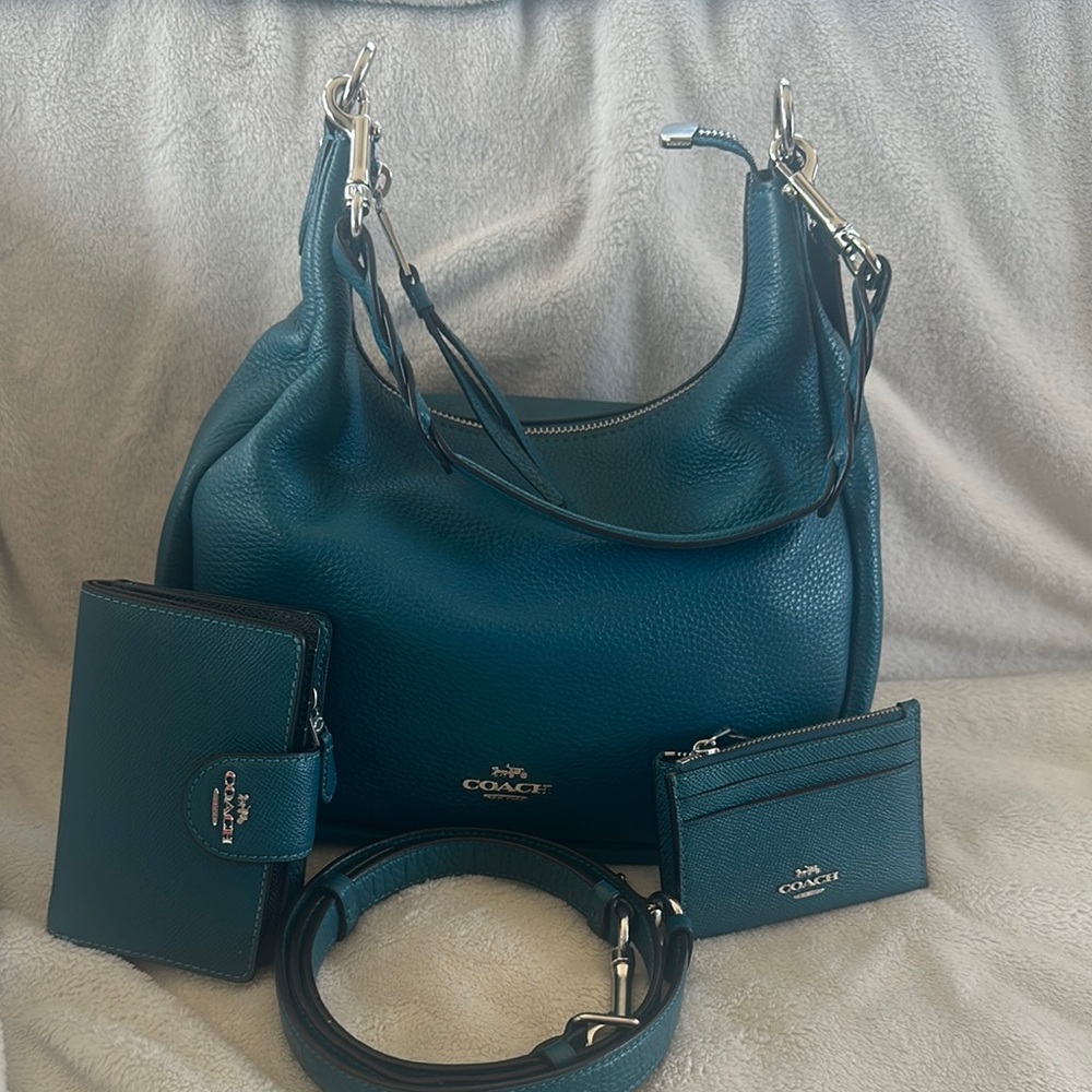 Coach Teal Leather Women's Bag Set